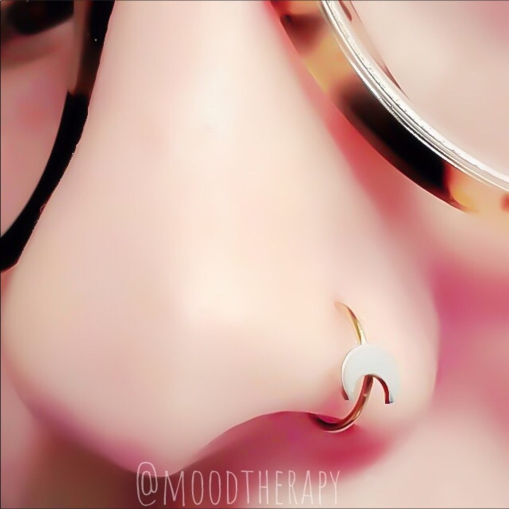 💸FINAL PRICE DROP💕NIB Handmade Two Tone Crescent Moon Phase Nose Ring Hoop💕